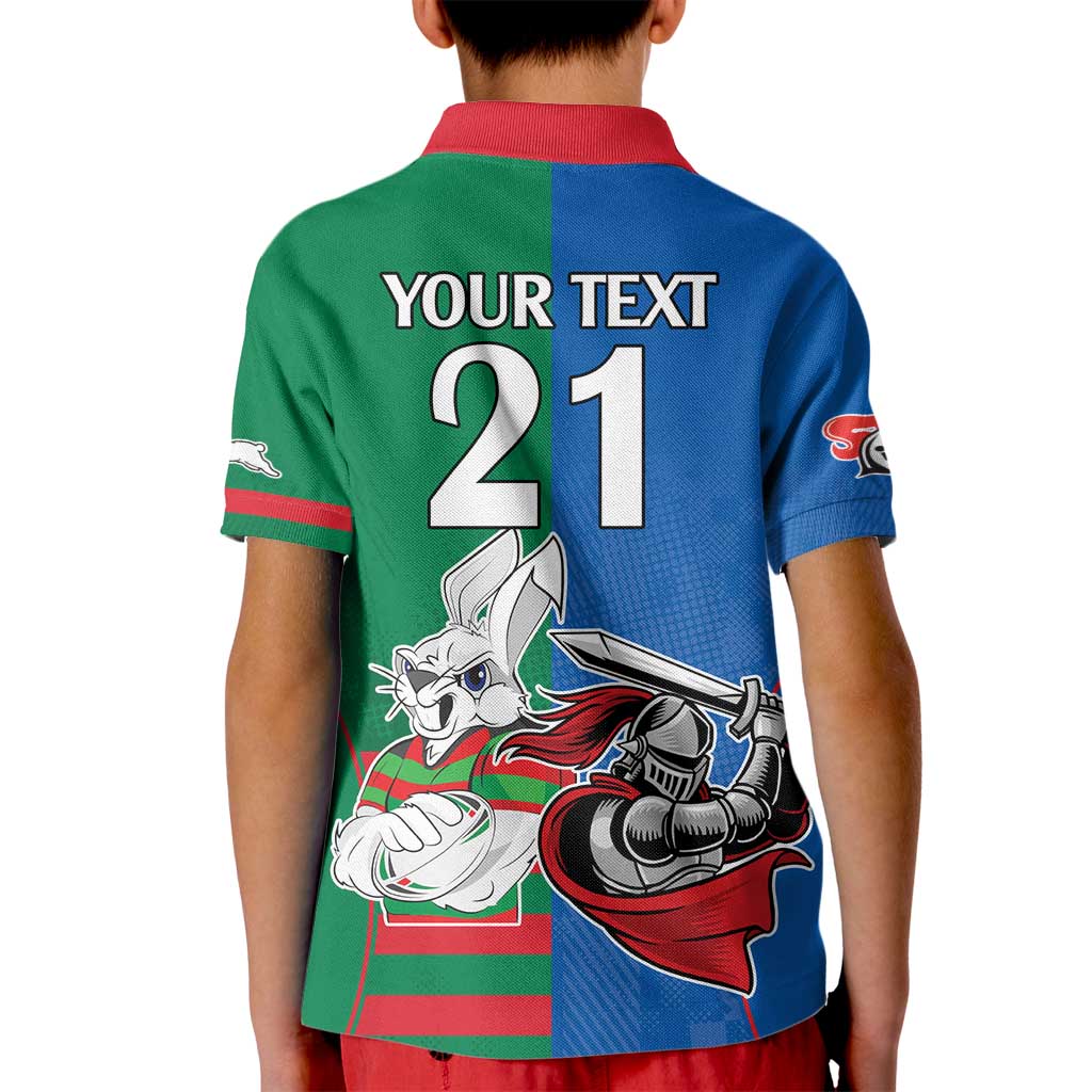 Custom Knights and Rabbitohs Mascot Together Kid Polo Shirt