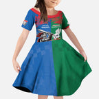 Custom Knights and Rabbitohs Mascot Together Kid Short Sleeve Dress