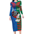 Custom Knights and Rabbitohs Mascot Together Long Sleeve Bodycon Dress