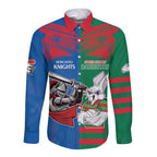 Custom Knights and Rabbitohs Mascot Together Long Sleeve Button Shirt