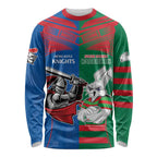 Custom Knights and Rabbitohs Mascot Together Long Sleeve Shirt
