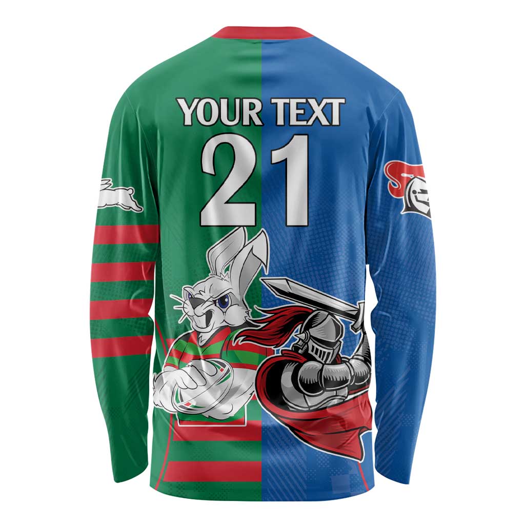 Custom Knights and Rabbitohs Mascot Together Long Sleeve Shirt