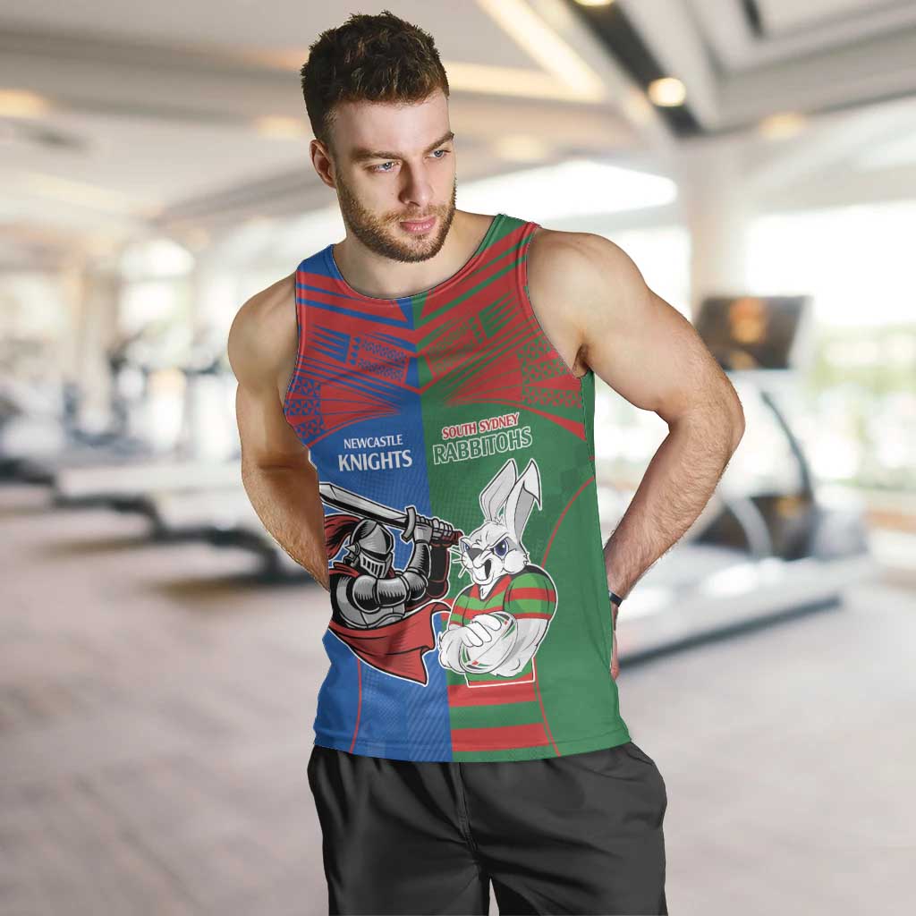 Custom Knights and Rabbitohs Mascot Together Men Tank Top