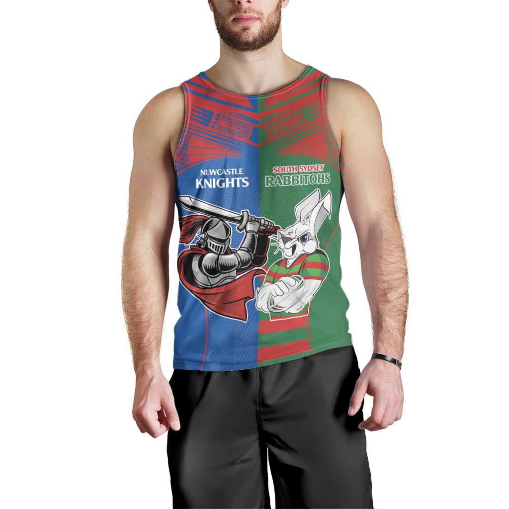 Custom Knights and Rabbitohs Mascot Together Men Tank Top