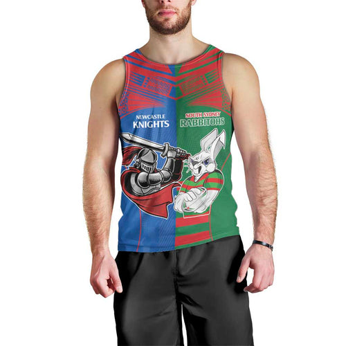 Custom Knights and Rabbitohs Mascot Together Men Tank Top