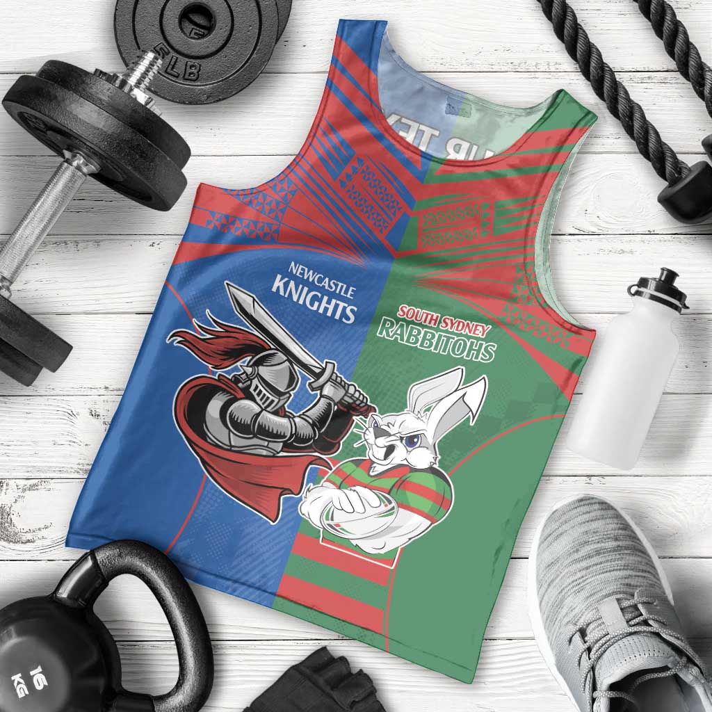 Custom Knights and Rabbitohs Mascot Together Men Tank Top