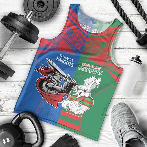 Custom Knights and Rabbitohs Mascot Together Men Tank Top