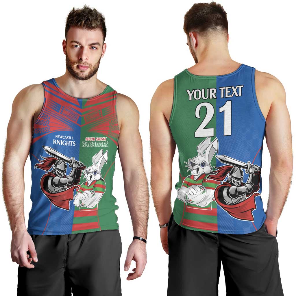 Custom Knights and Rabbitohs Mascot Together Men Tank Top