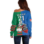 Custom Knights and Rabbitohs Mascot Together Off Shoulder Sweater