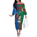 Custom Knights and Rabbitohs Mascot Together Off The Shoulder Long Sleeve Dress