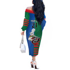 Custom Knights and Rabbitohs Mascot Together Off The Shoulder Long Sleeve Dress