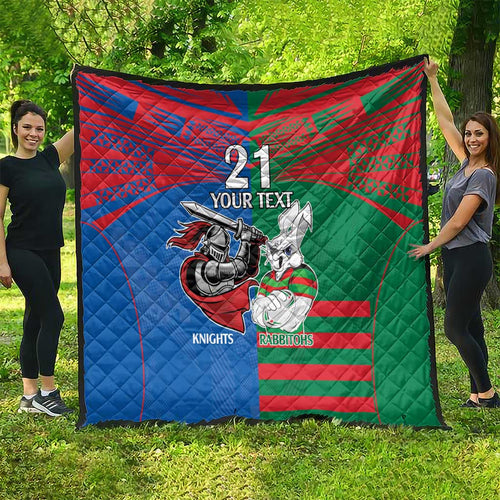 Custom Knights and Rabbitohs Mascot Together Quilt