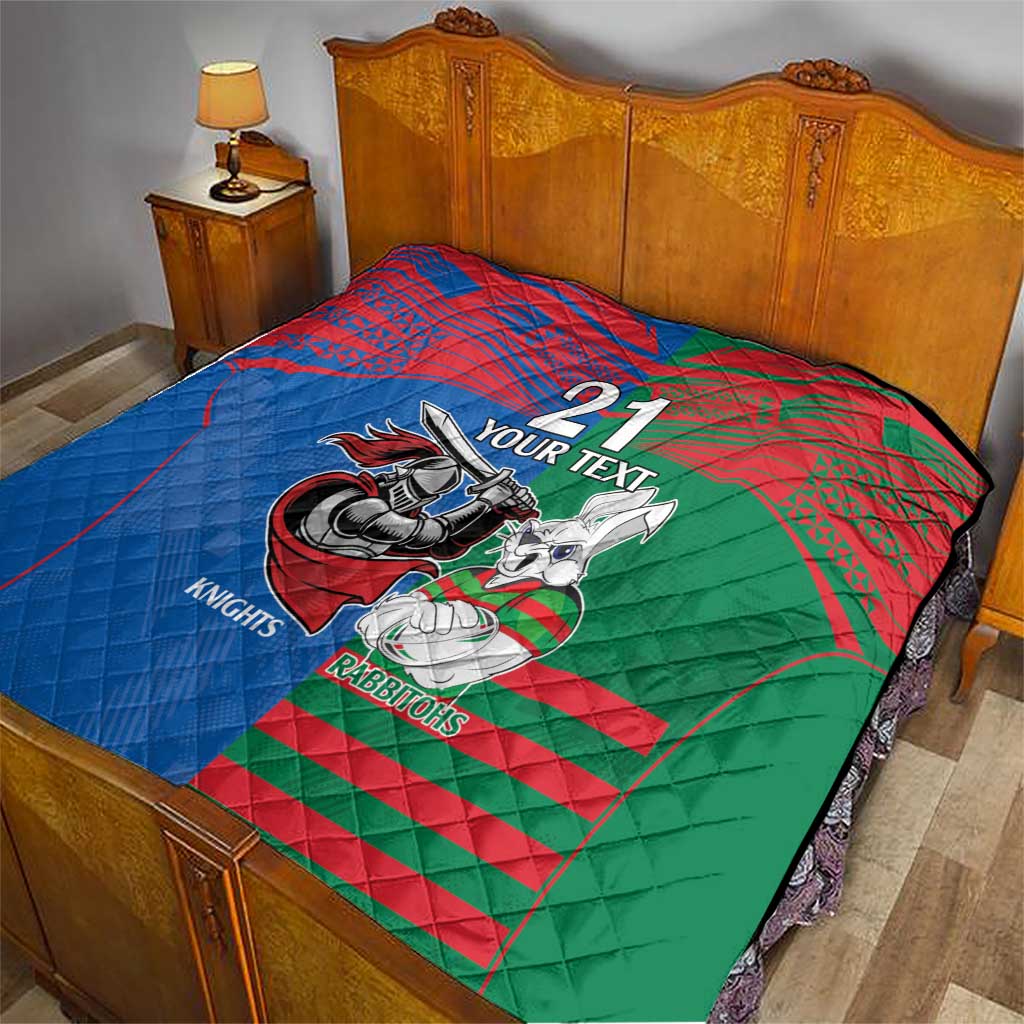 Custom Knights and Rabbitohs Mascot Together Quilt