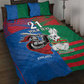 Custom Knights and Rabbitohs Mascot Together Quilt Bed Set
