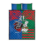 Custom Knights and Rabbitohs Mascot Together Quilt Bed Set