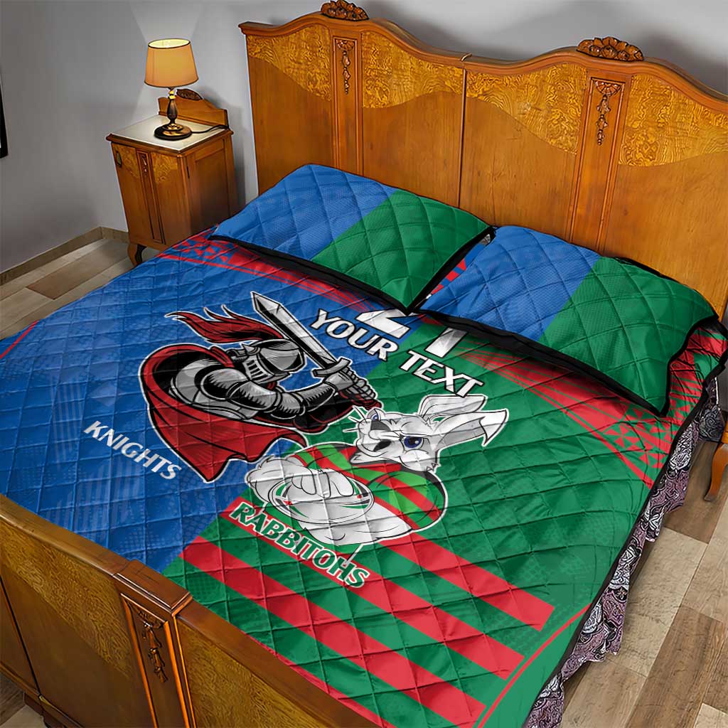 Custom Knights and Rabbitohs Mascot Together Quilt Bed Set