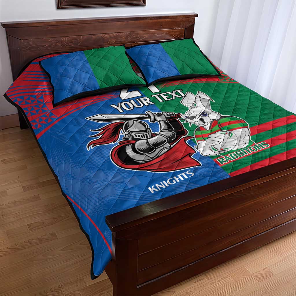 Custom Knights and Rabbitohs Mascot Together Quilt Bed Set
