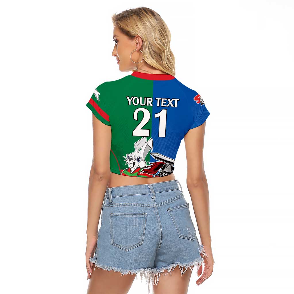 Custom Knights and Rabbitohs Mascot Together Raglan Cropped T Shirt