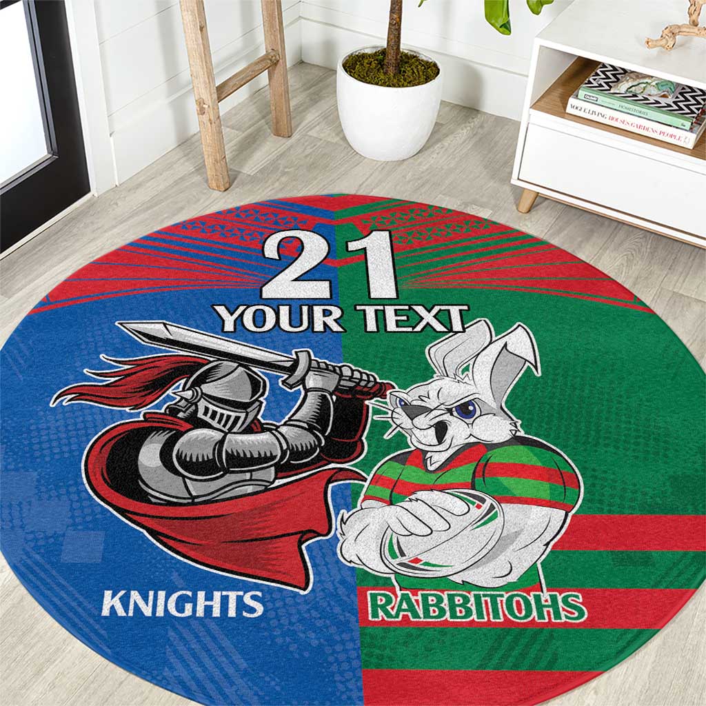 Custom Knights and Rabbitohs Mascot Together Round Carpet