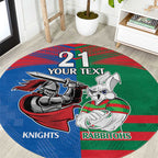 Custom Knights and Rabbitohs Mascot Together Round Carpet
