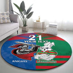 Custom Knights and Rabbitohs Mascot Together Round Carpet
