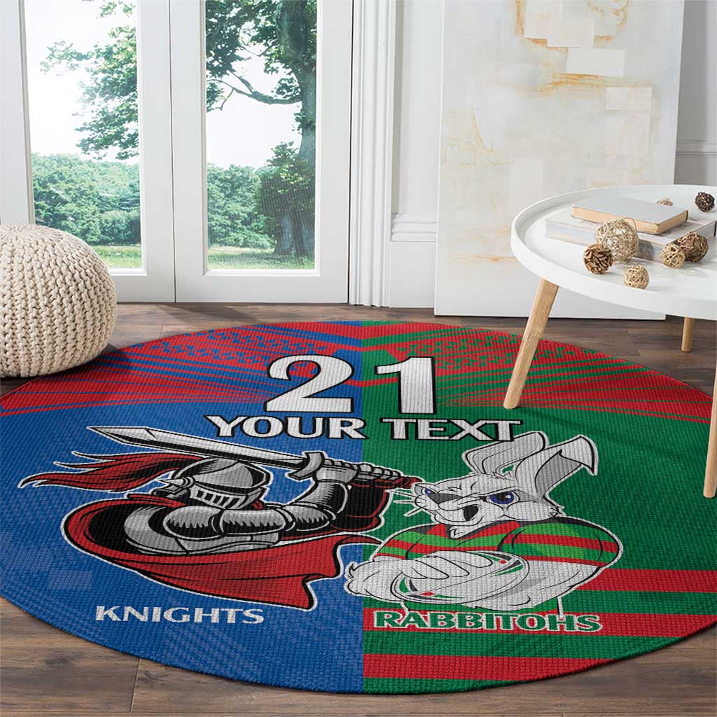 Custom Knights and Rabbitohs Mascot Together Round Carpet