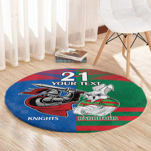 Custom Knights and Rabbitohs Mascot Together Round Carpet
