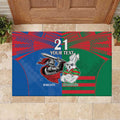 Custom Knights and Rabbitohs Mascot Together Rubber Doormat
