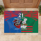 Custom Knights and Rabbitohs Mascot Together Rubber Doormat