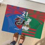 Custom Knights and Rabbitohs Mascot Together Rubber Doormat