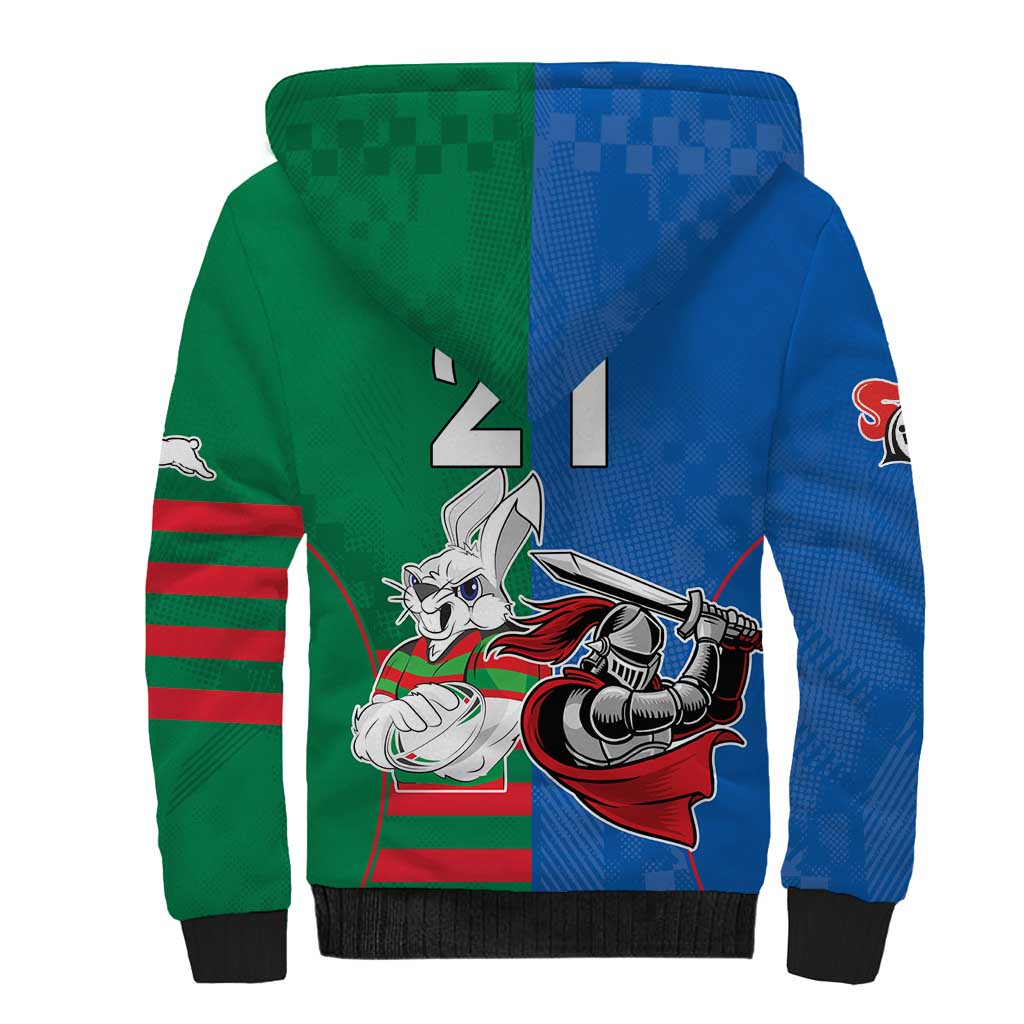 Custom Knights and Rabbitohs Mascot Together Sherpa Hoodie