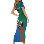 Custom Knights and Rabbitohs Mascot Together Short Sleeve Bodycon Dress