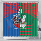 Custom Knights and Rabbitohs Mascot Together Shower Curtain