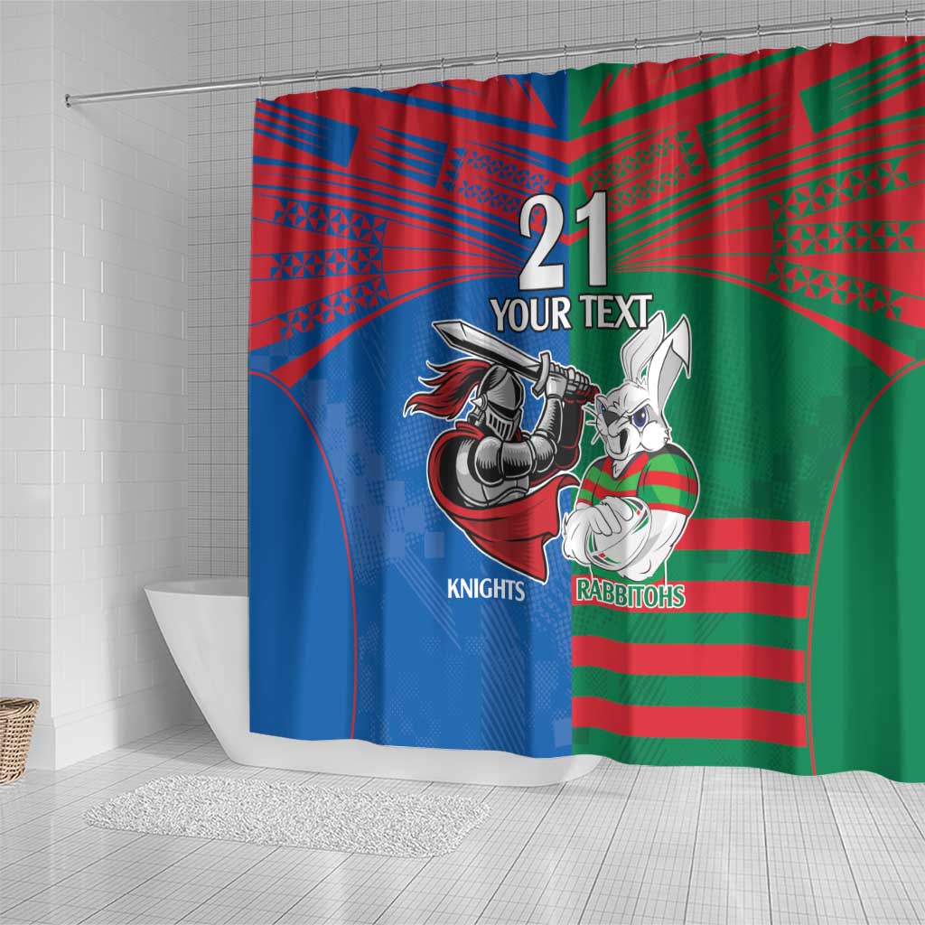 Custom Knights and Rabbitohs Mascot Together Shower Curtain