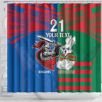 Custom Knights and Rabbitohs Mascot Together Shower Curtain