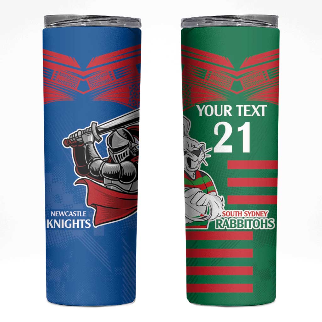 Custom Knights and Rabbitohs Mascot Together Skinny Tumbler
