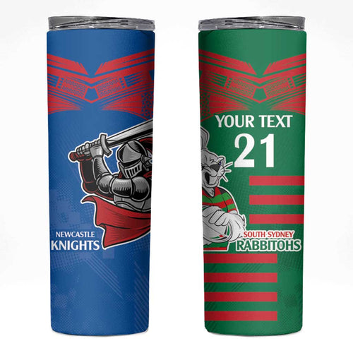 Custom Knights and Rabbitohs Mascot Together Skinny Tumbler