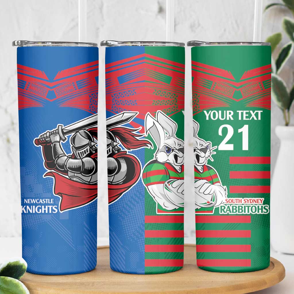 Custom Knights and Rabbitohs Mascot Together Skinny Tumbler