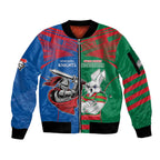 Custom Knights and Rabbitohs Mascot Together Sleeve Zip Bomber Jacket