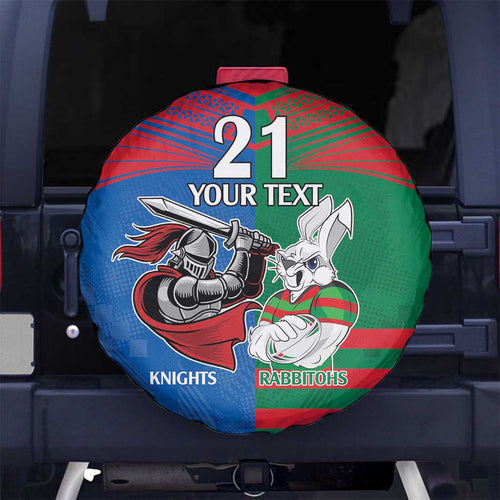 Custom Knights and Rabbitohs Mascot Together Spare Tire Cover