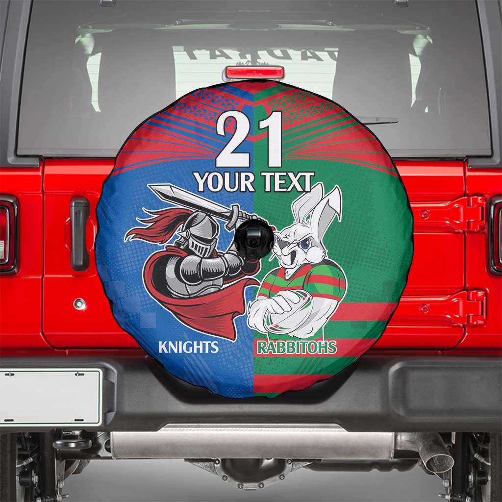 Custom Knights and Rabbitohs Mascot Together Spare Tire Cover