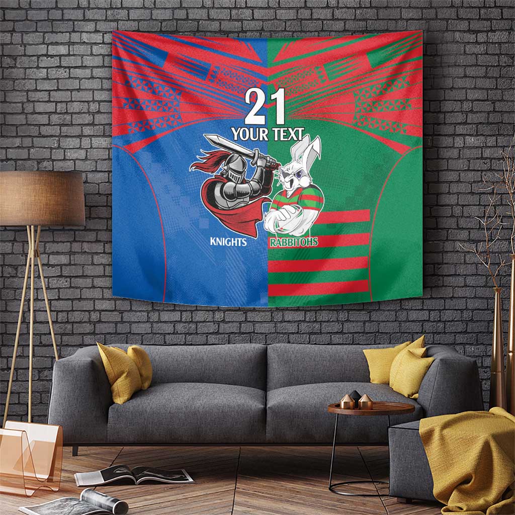 Custom Knights and Rabbitohs Mascot Together Tapestry