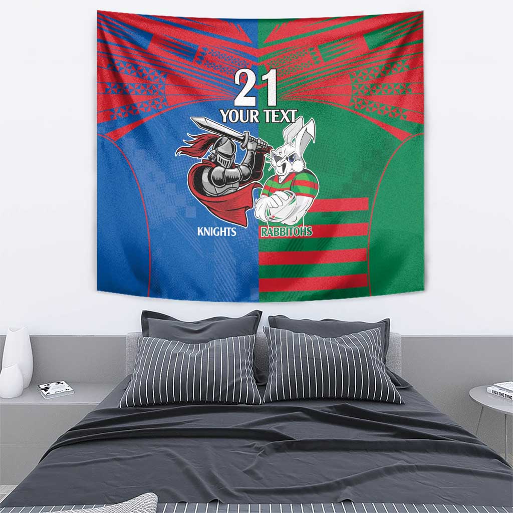 Custom Knights and Rabbitohs Mascot Together Tapestry