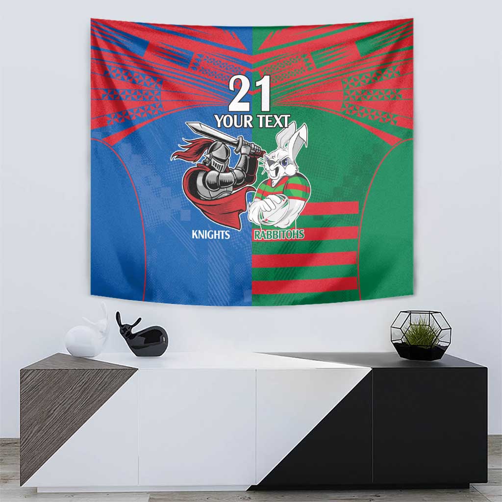 Custom Knights and Rabbitohs Mascot Together Tapestry