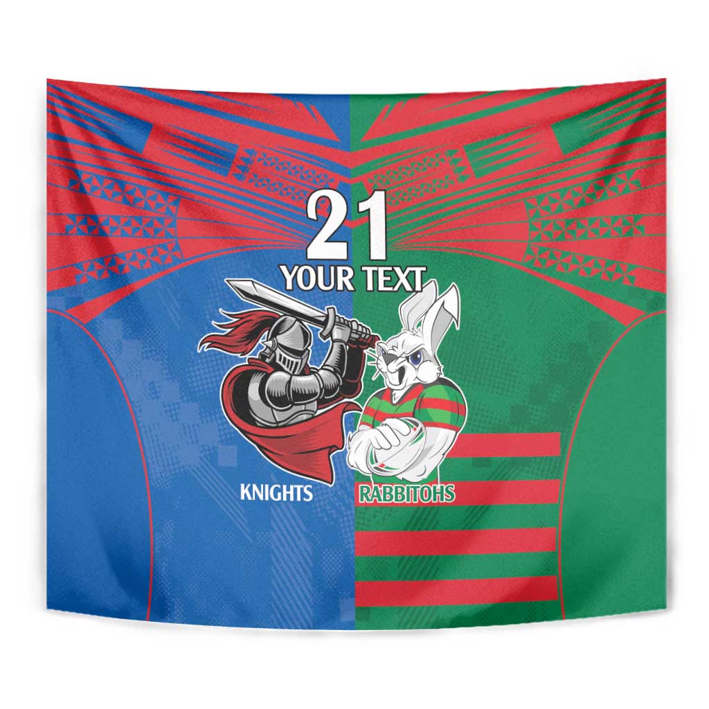 Custom Knights and Rabbitohs Mascot Together Tapestry