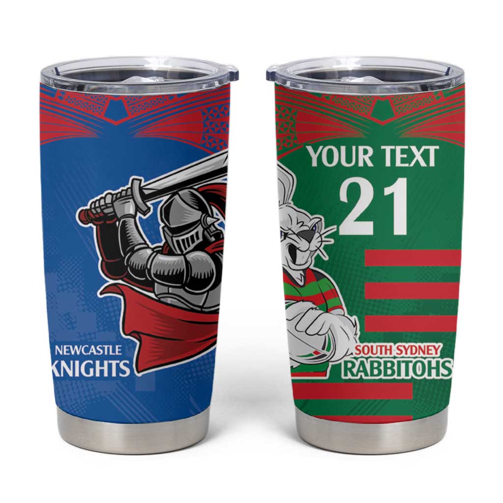 Custom Knights and Rabbitohs Mascot Together Tumbler Cup