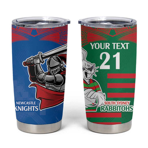 Custom Knights and Rabbitohs Mascot Together Tumbler Cup