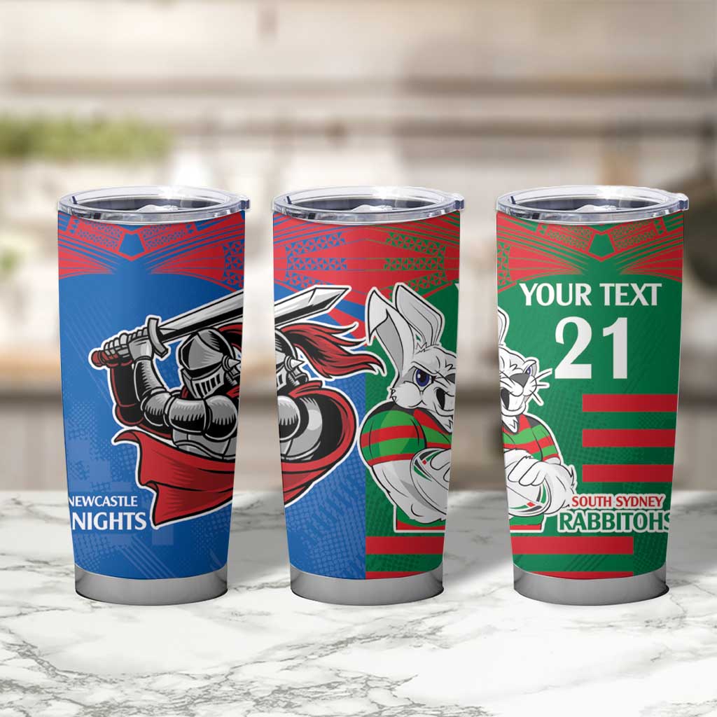 Custom Knights and Rabbitohs Mascot Together Tumbler Cup