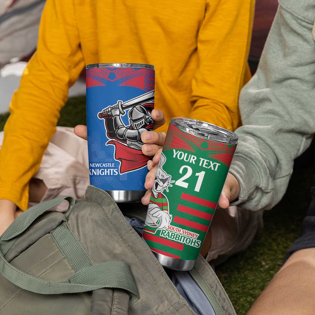 Custom Knights and Rabbitohs Mascot Together Tumbler Cup