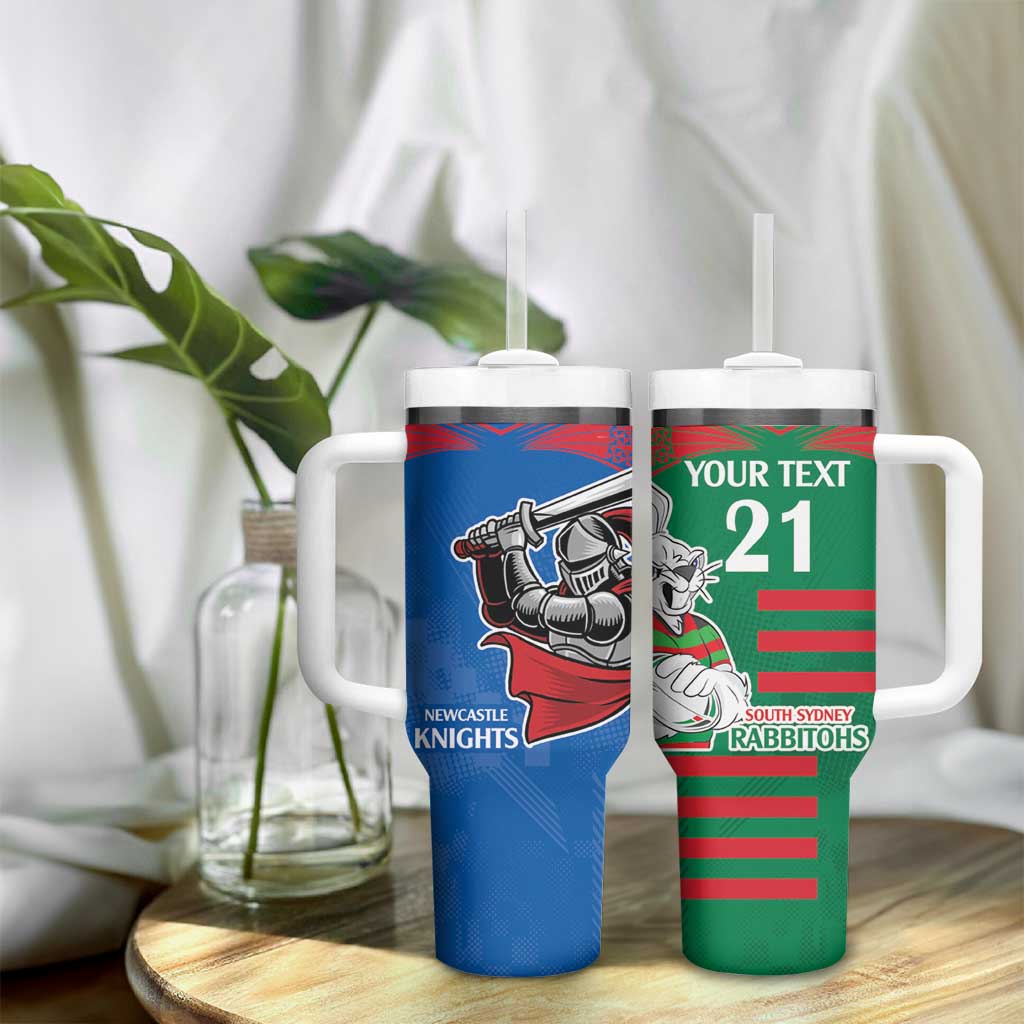 Custom Knights and Rabbitohs Mascot Together Tumbler With Handle